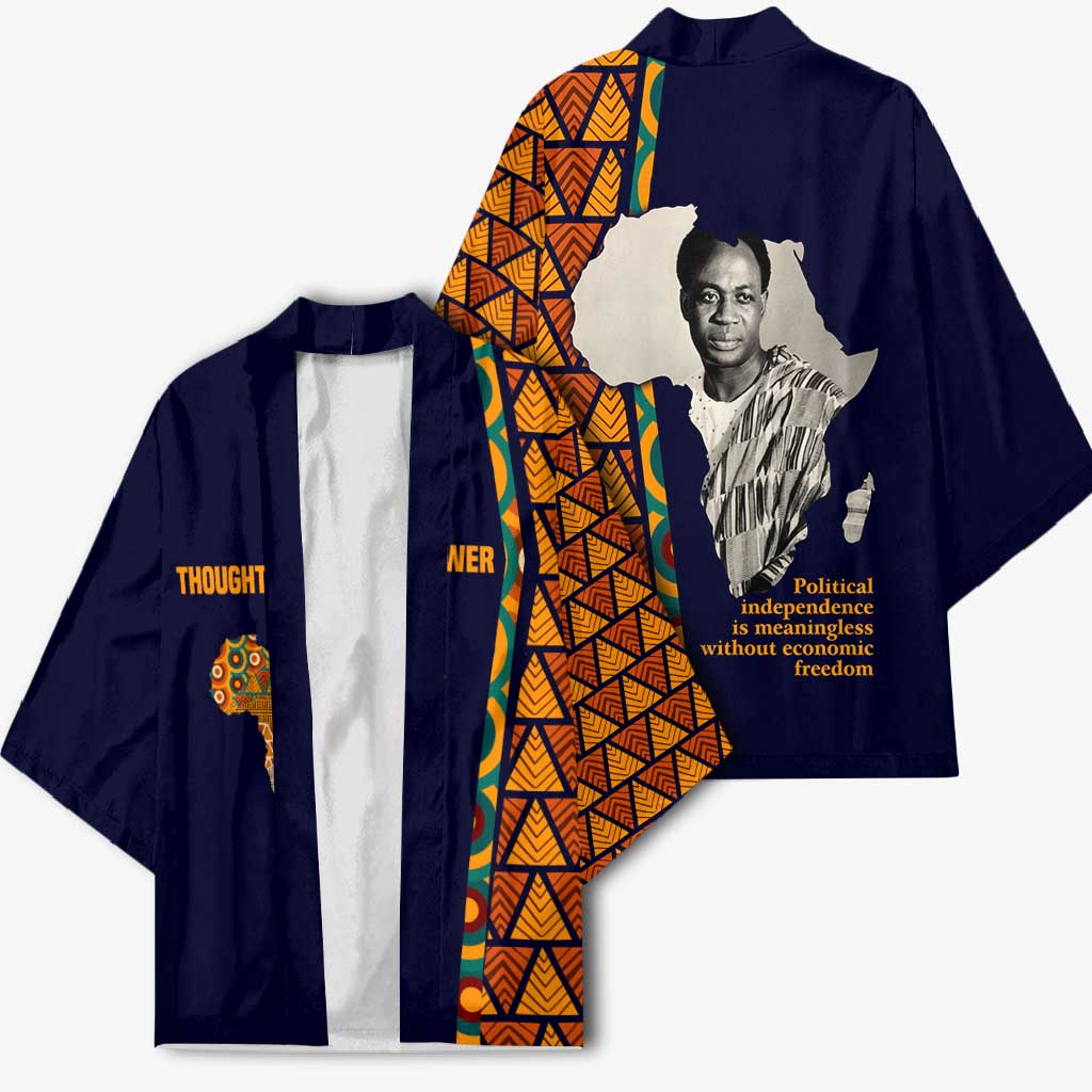 Kwame Nkrumah Ghana Kimono African Map Pattern Design and Economic Freedom Quote Tribute - African Pride