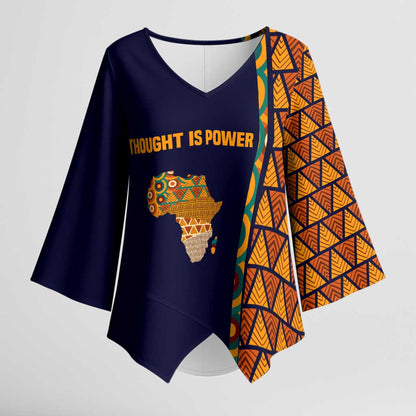 Kwame Nkrumah Ghana Kimono Sleeve Blouse African Map Pattern Design and Economic Freedom Quote Tribute - African Pride