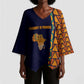 Kwame Nkrumah Ghana Kimono Sleeve Blouse African Map Pattern Design and Economic Freedom Quote Tribute - African Pride