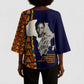 Kwame Nkrumah Ghana Kimono Sleeve Blouse African Map Pattern Design and Economic Freedom Quote Tribute - African Pride