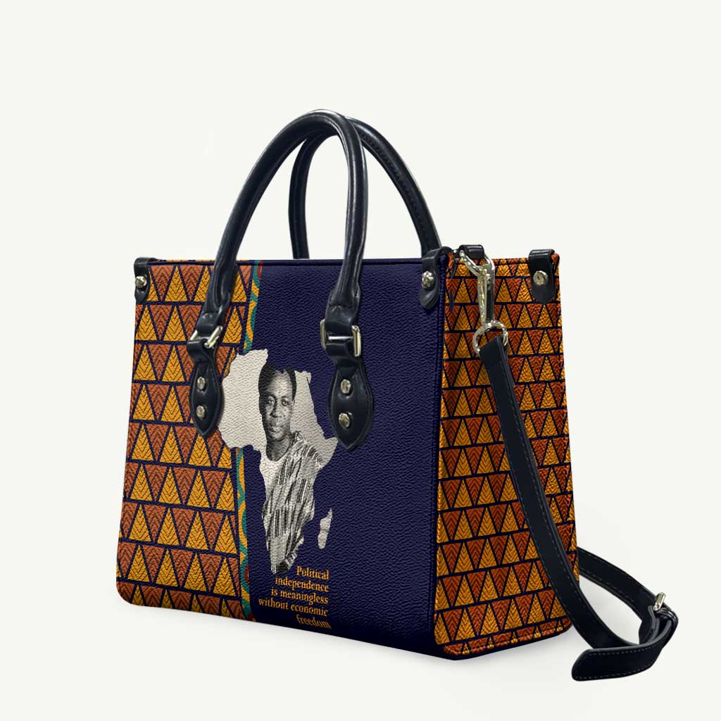 Kwame Nkrumah Ghana Leather Bag African Map Pattern Design and Economic Freedom Quote Tribute - African Pride