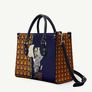 Kwame Nkrumah Ghana Leather Bag African Map Pattern Design and Economic Freedom Quote Tribute - African Pride