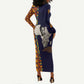 Kwame Nkrumah Ghana Long Sleeve Bodycon Dress African Map Pattern Design and Economic Freedom Quote Tribute - African Pride