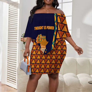 Kwame Nkrumah Ghana Off Shoulder Short Dress African Map Pattern Design and Economic Freedom Quote Tribute - African Pride