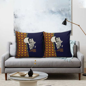 Kwame Nkrumah Ghana Pillow Cover African Map Pattern Design and Economic Freedom Quote Tribute - African Pride