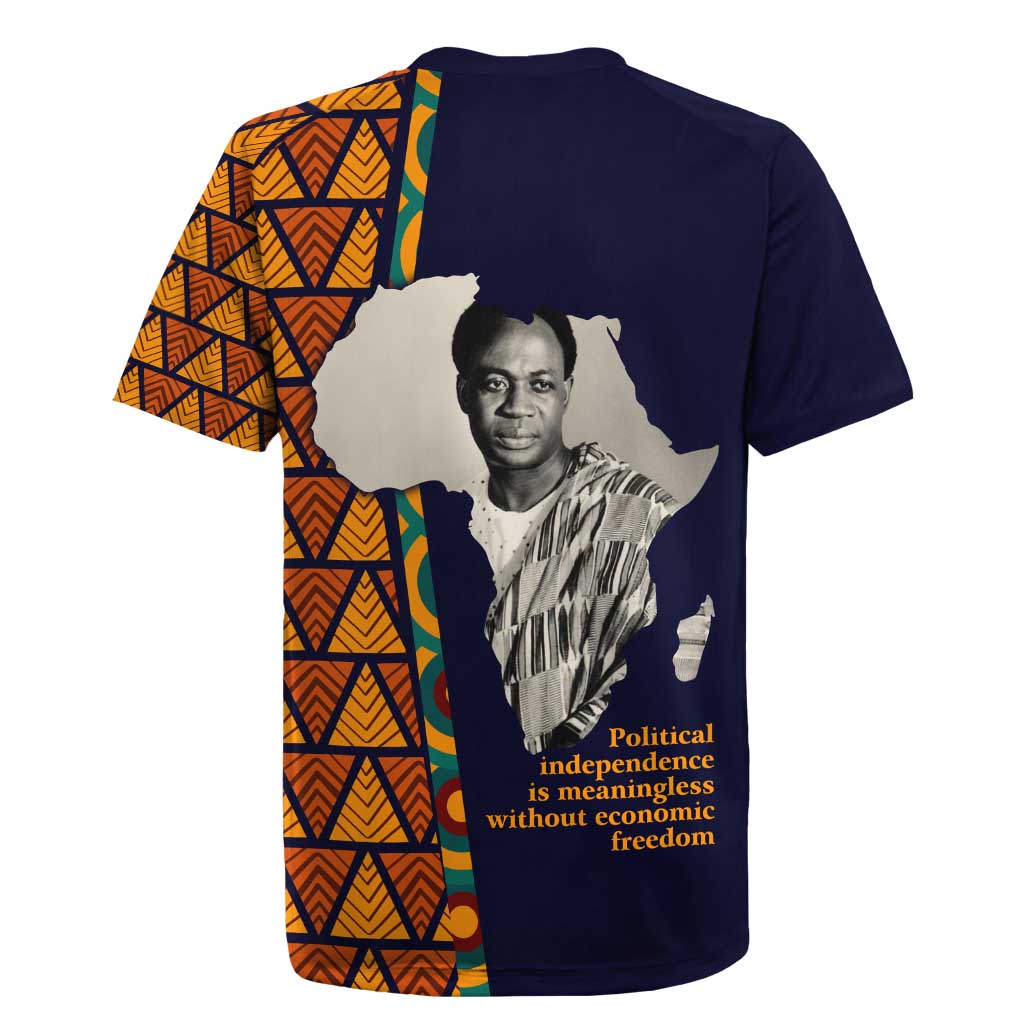 Kwame Nkrumah Ghana Rugby Jersey African Map Pattern Design and Economic Freedom Quote Tribute - African Pride
