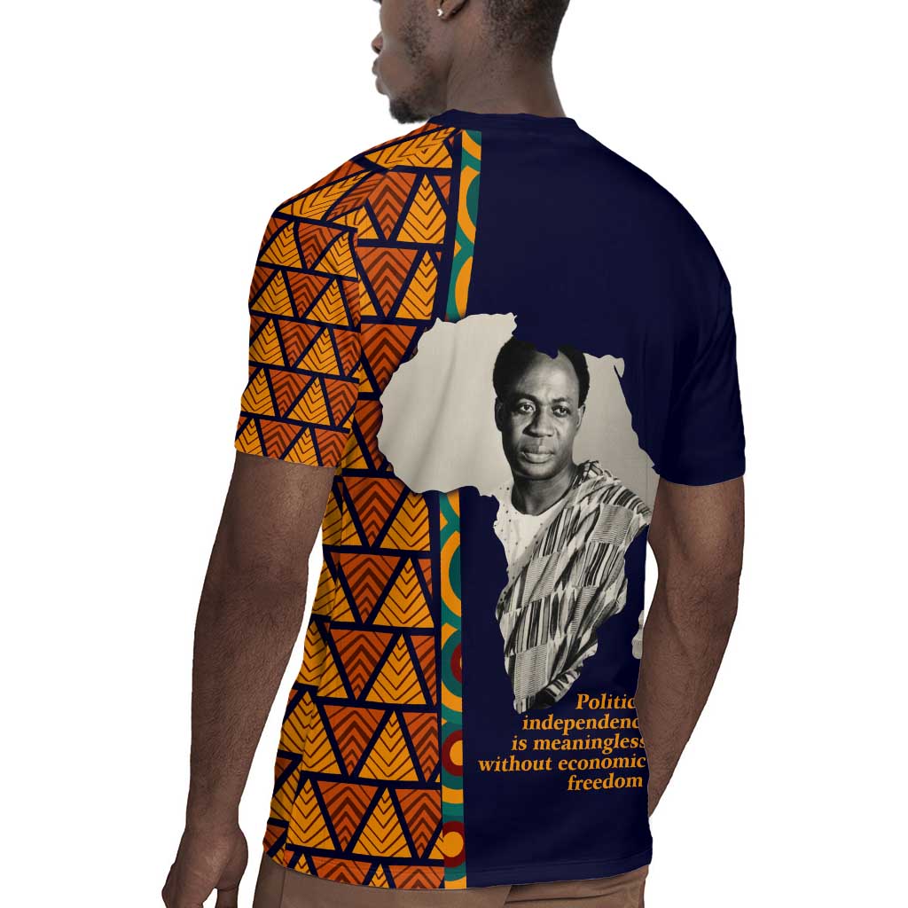 Kwame Nkrumah Ghana Rugby Jersey African Map Pattern Design and Economic Freedom Quote Tribute - African Pride