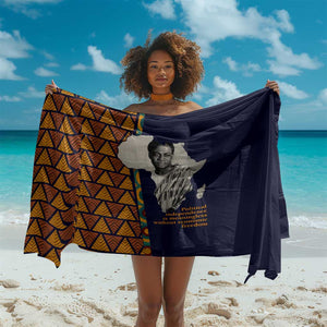 Kwame Nkrumah Ghana Sarong African Map Pattern Design and Economic Freedom Quote Tribute - African Pride