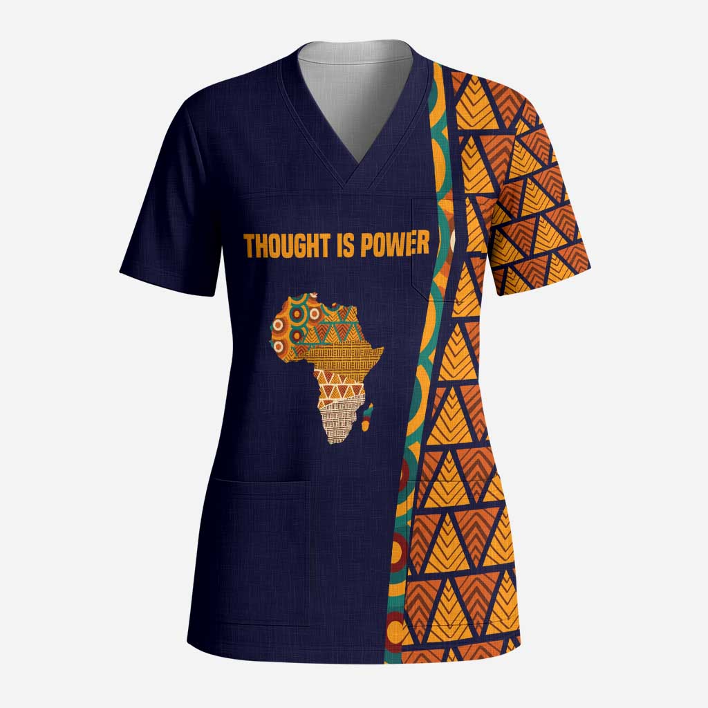Kwame Nkrumah Ghana Scrub Top African Map Pattern Design and Economic Freedom Quote Tribute - African Pride