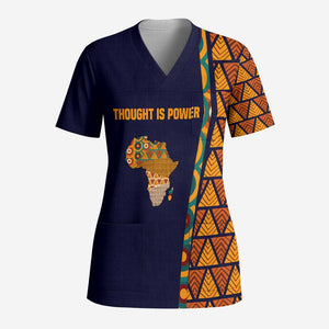 Kwame Nkrumah Ghana Scrub Top African Map Pattern Design and Economic Freedom Quote Tribute - African Pride