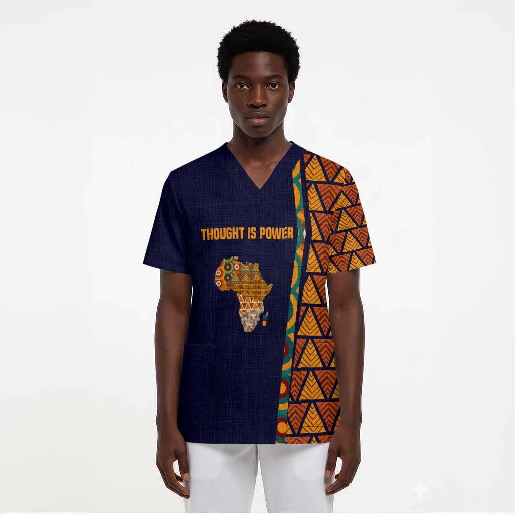 Kwame Nkrumah Ghana Scrub Top African Map Pattern Design and Economic Freedom Quote Tribute - African Pride