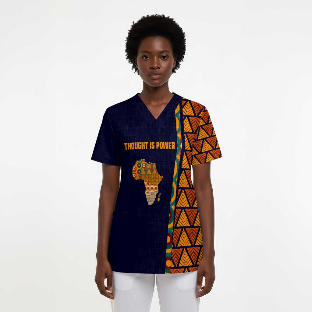 Kwame Nkrumah Ghana Scrub Top African Map Pattern Design and Economic Freedom Quote Tribute - African Pride