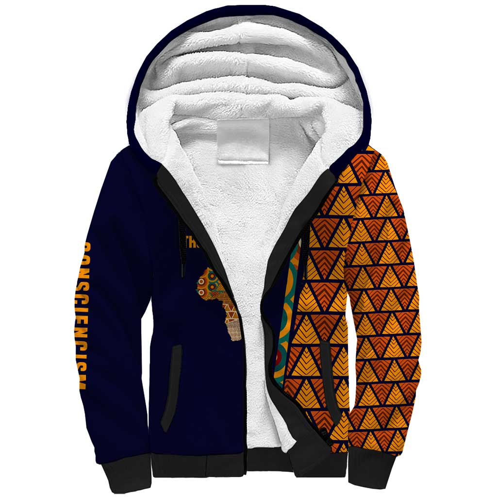 Kwame Nkrumah Ghana Sherpa Hoodie African Map Pattern Design and Economic Freedom Quote Tribute - African Pride