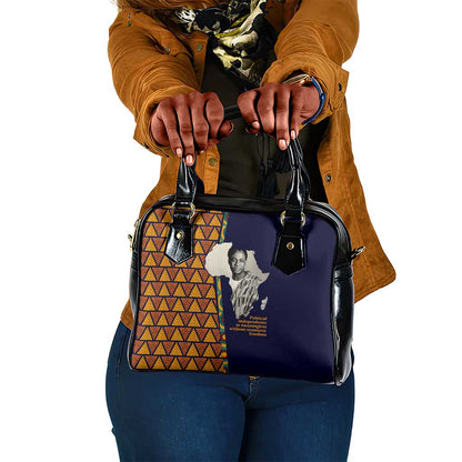 Kwame Nkrumah Ghana Shoulder Handbag African Map Pattern Design and Economic Freedom Quote Tribute - African Pride