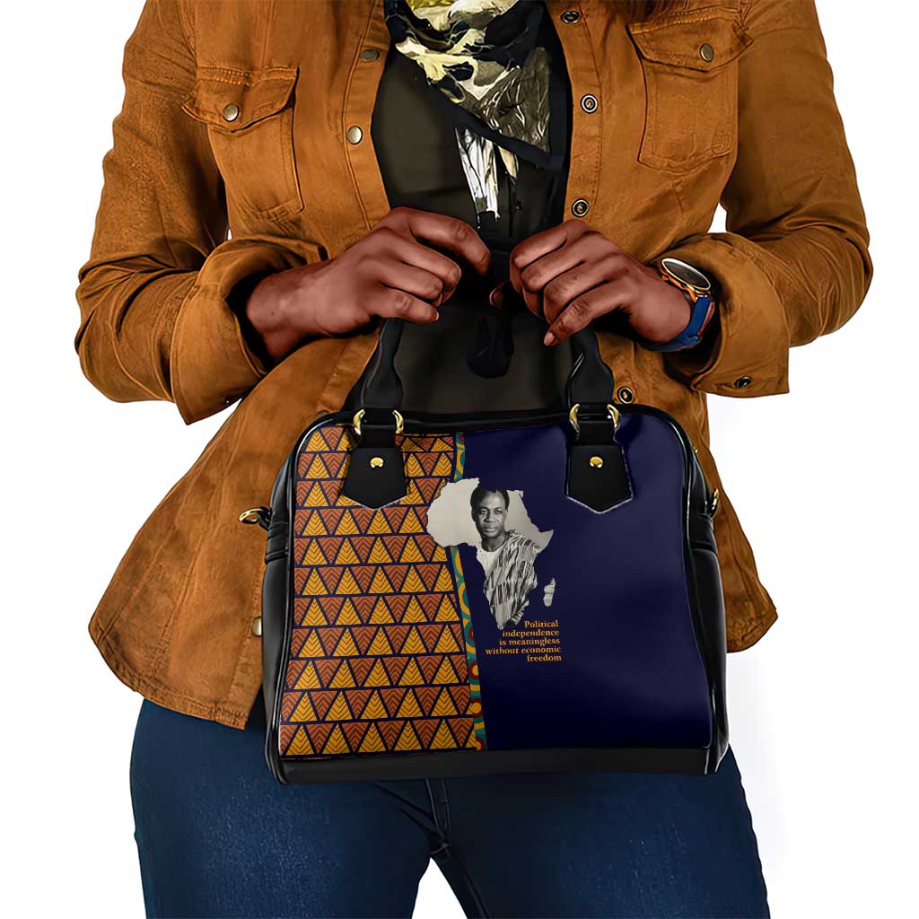 Kwame Nkrumah Ghana Shoulder Handbag African Map Pattern Design and Economic Freedom Quote Tribute - African Pride