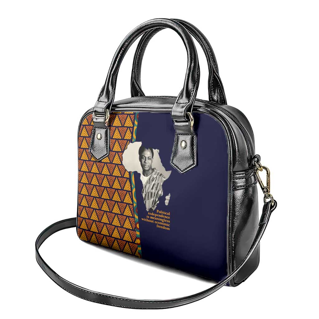Kwame Nkrumah Ghana Shoulder Handbag African Map Pattern Design and Economic Freedom Quote Tribute - African Pride
