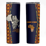 Kwame Nkrumah Ghana Skinny Tumbler African Map Pattern Design and Economic Freedom Quote Tribute - African Pride