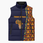 Kwame Nkrumah Ghana Sleeveless Puffer Jacket African Map Pattern Design and Economic Freedom Quote Tribute - African Pride