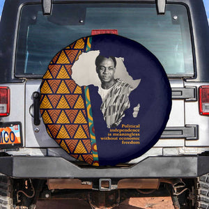 Kwame Nkrumah Ghana Spare Tire Cover African Map Pattern Design and Economic Freedom Quote Tribute - African Pride