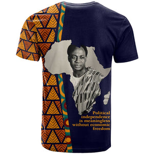 Kwame Nkrumah Ghana T shirt African Map Pattern Design and Economic Freedom Quote Tribute - African Pride
