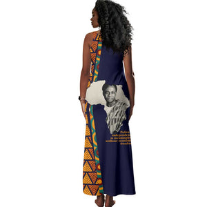 Kwame Nkrumah Ghana Tank Maxi Dress African Map Pattern Design and Economic Freedom Quote Tribute - African Pride