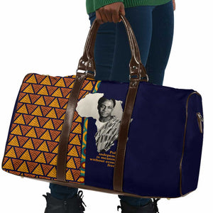 Kwame Nkrumah Ghana Travel Bag African Map Pattern Design and Economic Freedom Quote Tribute - African Pride