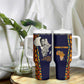 Kwame Nkrumah Ghana Tumbler With Handle African Map Pattern Design and Economic Freedom Quote Tribute - African Pride