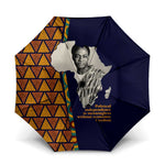 Kwame Nkrumah Ghana Umbrella African Map Pattern Design and Economic Freedom Quote Tribute - African Pride