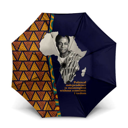 Kwame Nkrumah Ghana Umbrella African Map Pattern Design and Economic Freedom Quote Tribute - African Pride