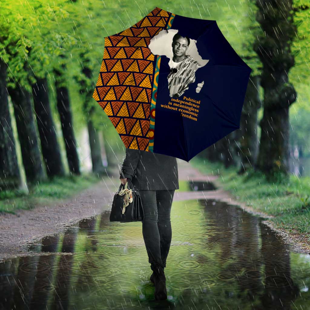 Kwame Nkrumah Ghana Umbrella African Map Pattern Design and Economic Freedom Quote Tribute - African Pride