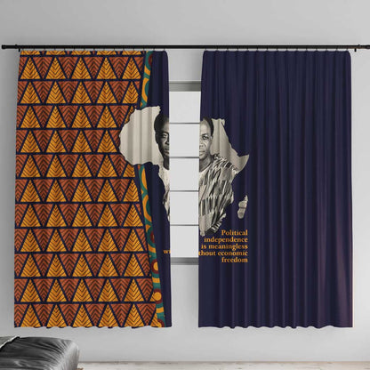 Kwame Nkrumah Ghana Window Curtain African Map Pattern Design and Economic Freedom Quote Tribute - African Pride