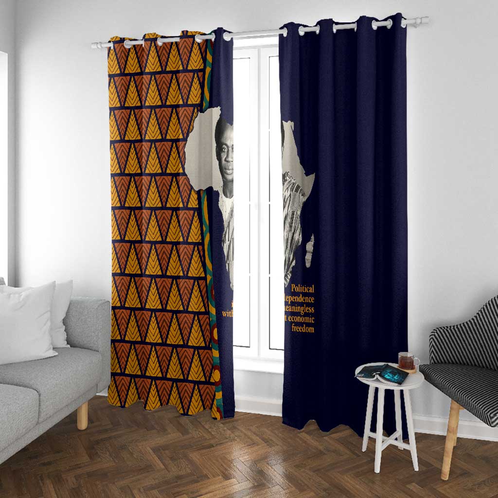 Kwame Nkrumah Ghana Window Curtain African Map Pattern Design and Economic Freedom Quote Tribute - African Pride