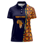 Kwame Nkrumah Ghana Women Polo Shirt African Map Pattern Design and Economic Freedom Quote Tribute - African Pride