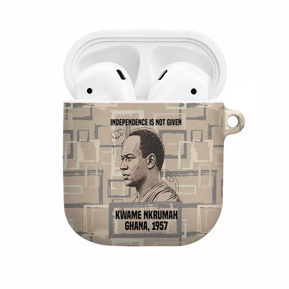 Kwame Nkrumah AirPods Case with Raised Fist Design and Independence Quote Ghana 1957 Tribute - African Pride
