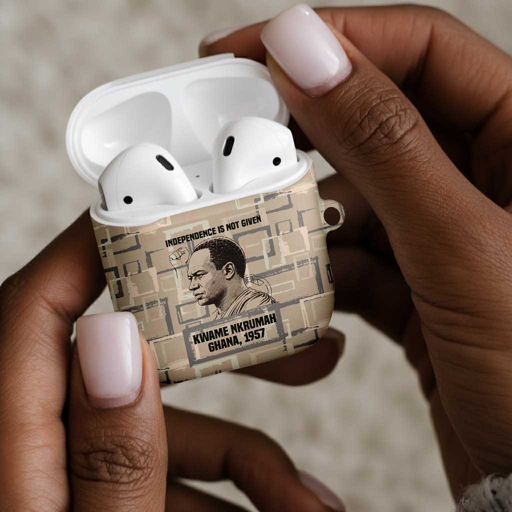 Kwame Nkrumah AirPods Case with Raised Fist Design and Independence Quote Ghana 1957 Tribute - African Pride