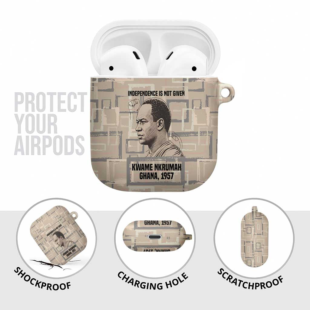 Kwame Nkrumah AirPods Case with Raised Fist Design and Independence Quote Ghana 1957 Tribute - African Pride