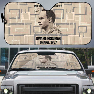 Kwame Nkrumah Auto Sun Shade with Raised Fist Design and Independence Quote Ghana 1957 Tribute - African Pride