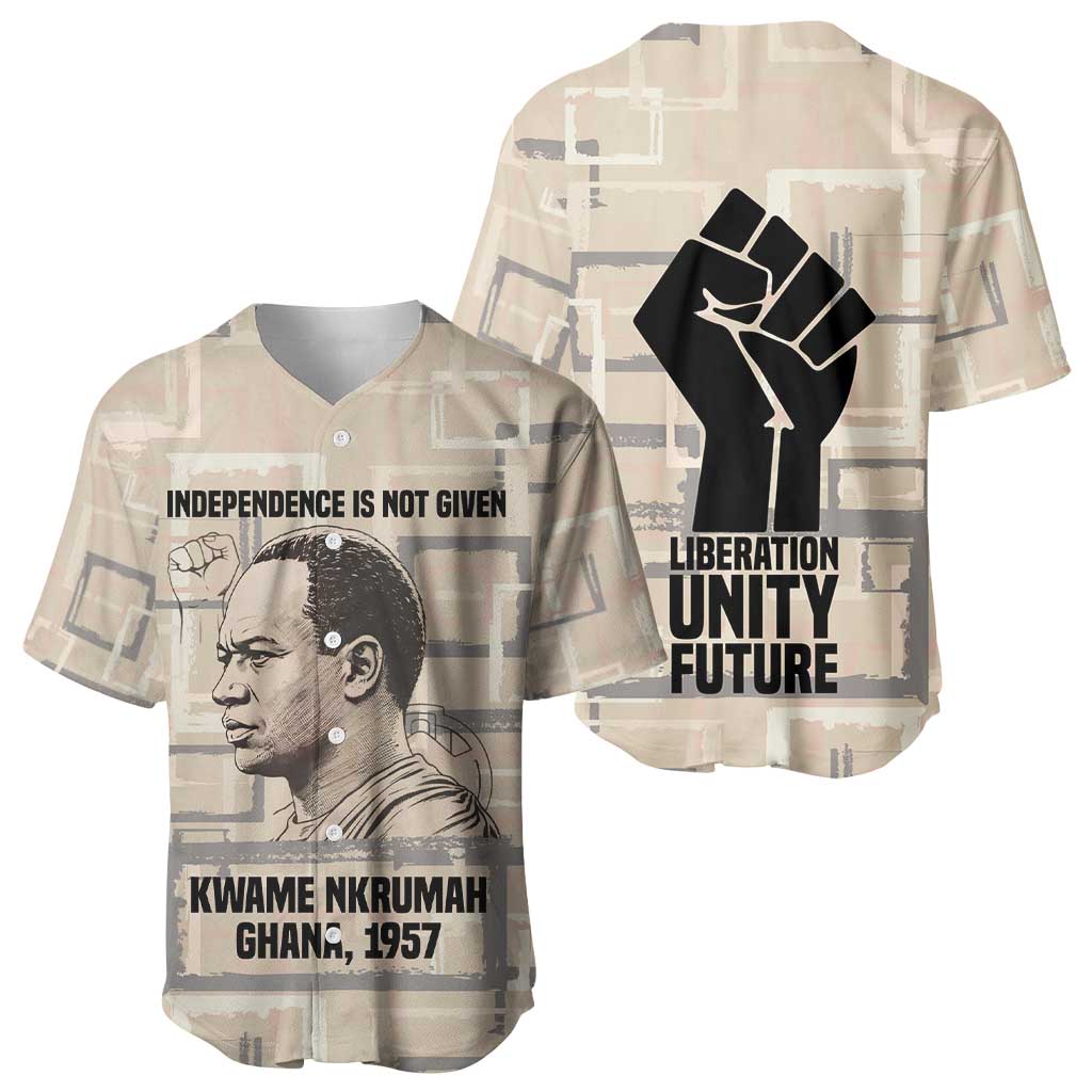Kwame Nkrumah Baseball Jersey with Raised Fist Design and Independence Quote Ghana 1957 Tribute - African Pride