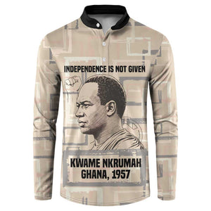 Kwame Nkrumah Button Sweatshirt with Raised Fist Design and Independence Quote Ghana 1957 Tribute