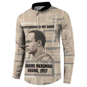Kwame Nkrumah Button Sweatshirt with Raised Fist Design and Independence Quote Ghana 1957 Tribute