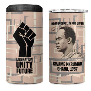 Kwame Nkrumah 4 in 1 Can Cooler Tumbler with Raised Fist Design and Independence Quote Ghana 1957 Tribute - African Pride