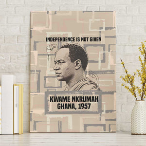 Kwame Nkrumah Canvas Wall Art with Raised Fist Design and Independence Quote Ghana 1957 Tribute - African Pride