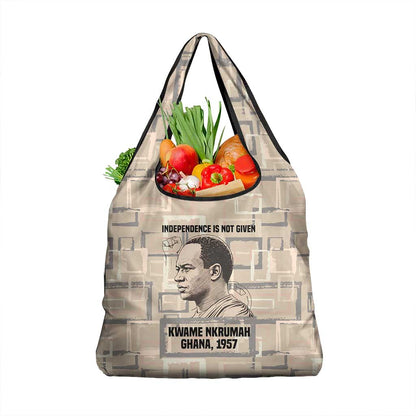 Kwame Nkrumah Grocery Bag with Raised Fist Design and Independence Quote Ghana 1957 Tribute - African Pride