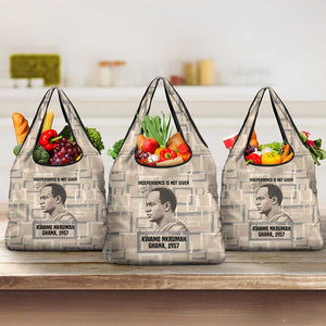 Kwame Nkrumah Grocery Bag with Raised Fist Design and Independence Quote Ghana 1957 Tribute - African Pride