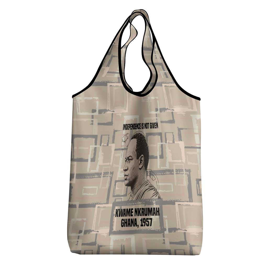 Kwame Nkrumah Grocery Bag with Raised Fist Design and Independence Quote Ghana 1957 Tribute - African Pride