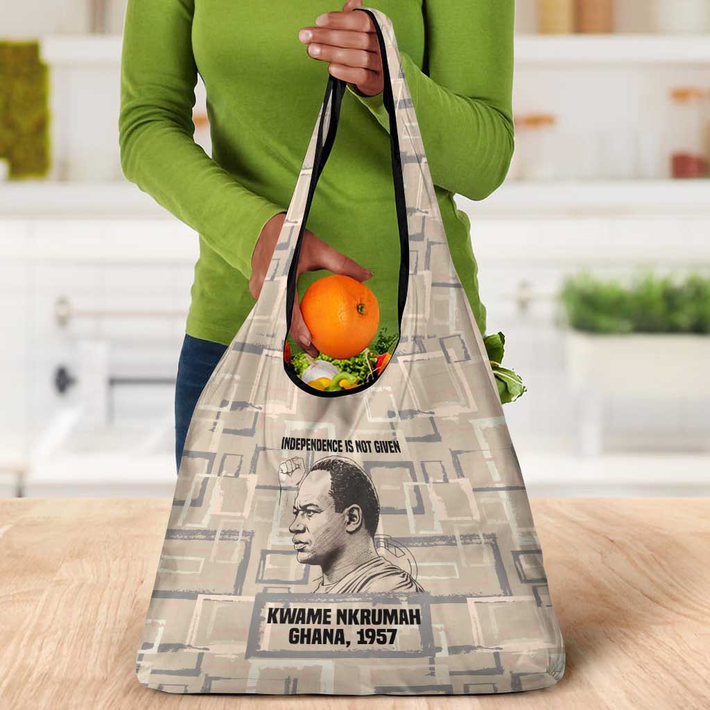 Kwame Nkrumah Grocery Bag with Raised Fist Design and Independence Quote Ghana 1957 Tribute - African Pride