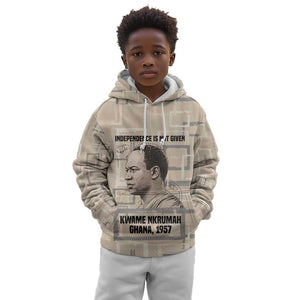 Kwame Nkrumah Kid Hoodie with Raised Fist Design and Independence Quote Ghana 1957 Tribute - African Pride