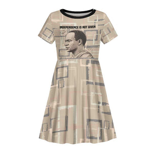 Kwame Nkrumah Kid Short Sleeve Dress with Raised Fist Design and Independence Quote Ghana 1957 Tribute - African Pride