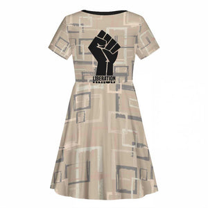 Kwame Nkrumah Kid Short Sleeve Dress with Raised Fist Design and Independence Quote Ghana 1957 Tribute - African Pride
