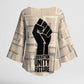 Kwame Nkrumah Kimono Sleeve Blouse with Raised Fist Design and Independence Quote Ghana 1957 Tribute - African Pride